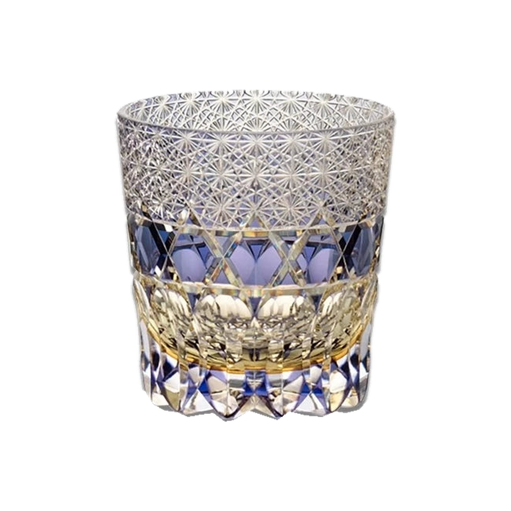 Violet Edo Kiriko Whisky Glass — Handcrafted — one glass, transparent background
