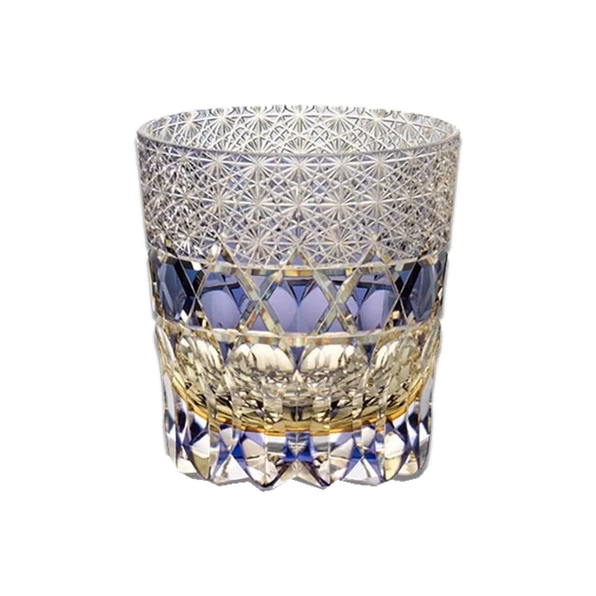 Violet Edo Kiriko Whisky Glass — Handcrafted — one glass, transparent background