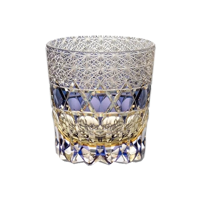 Violet Edo Kiriko Whisky Glass — Handcrafted — one glass, transparent background