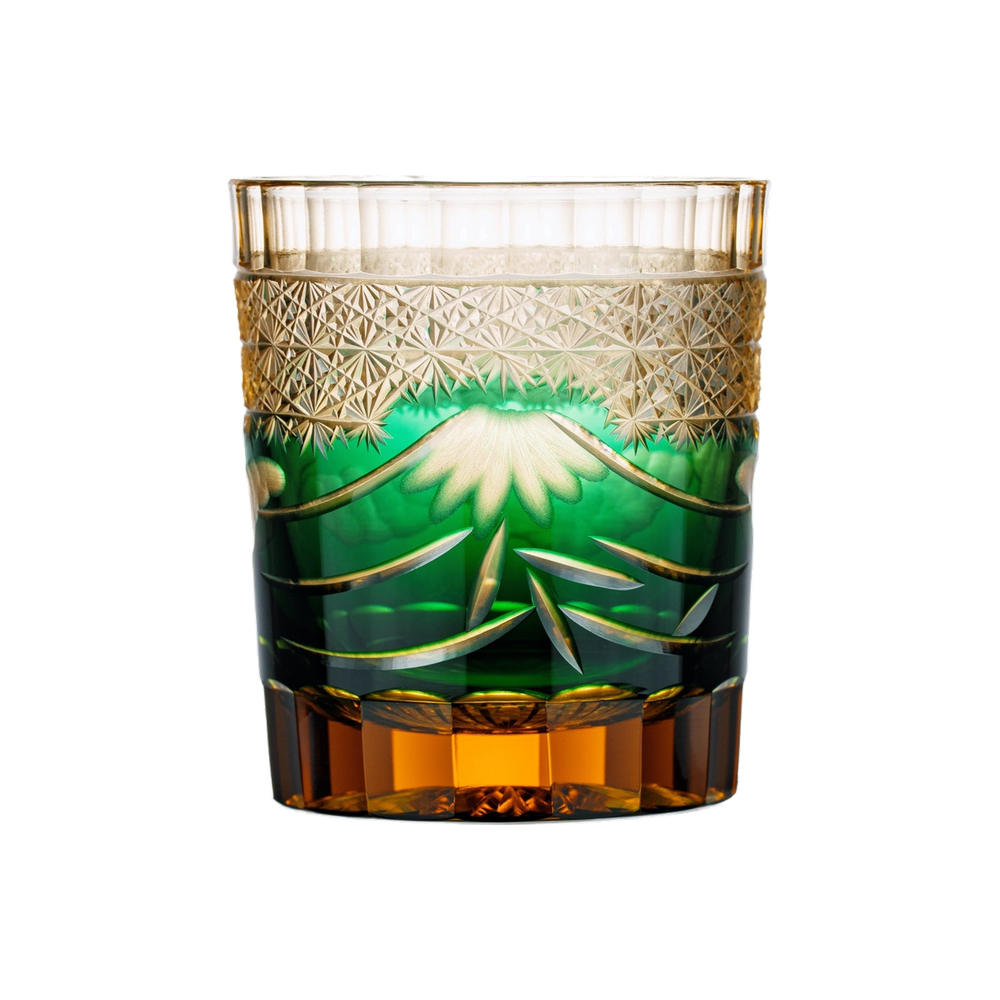 Mt. Fuji Edo Kiriko Whisky Glass — Handcrafted — one glass, transparent background