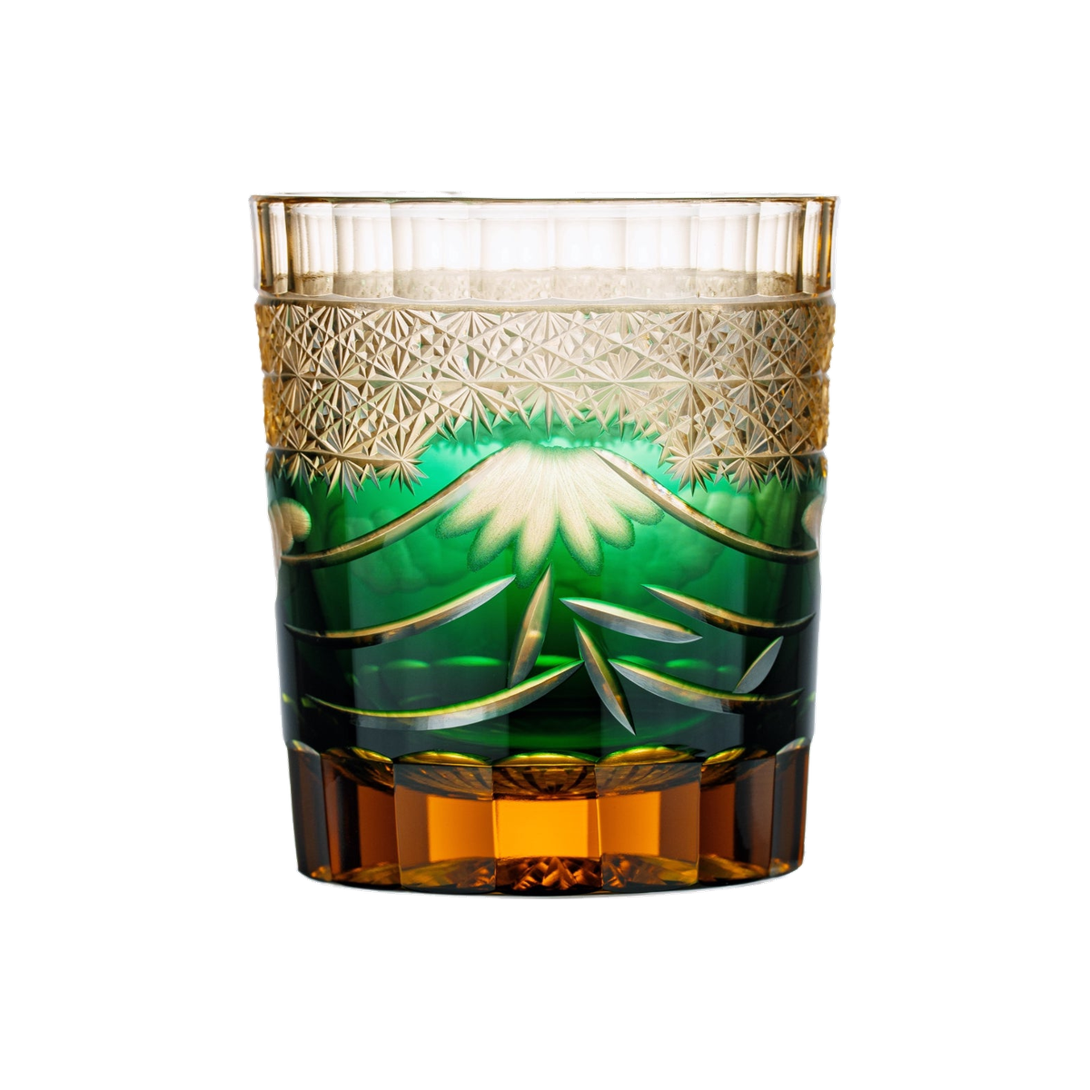 Mt. Fuji Edo Kiriko Whisky Glass — Handcrafted — one glass, transparent background