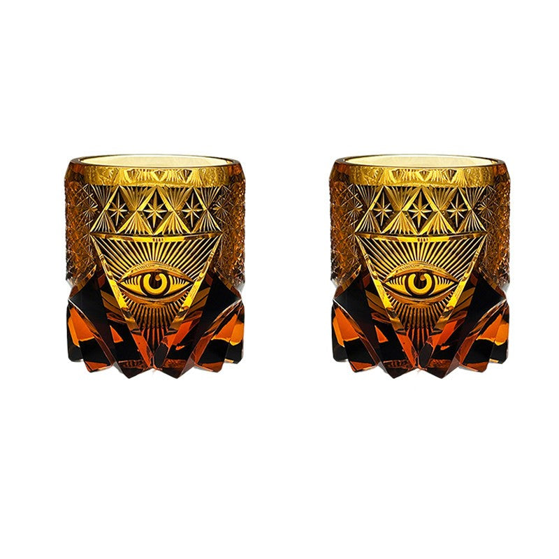 God’s Eye Edo Kiriko Whisky Glass — Amber Black / Pair
