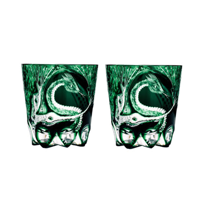 Serpent Edo Kiriko Whisky Glass — Green / Pair