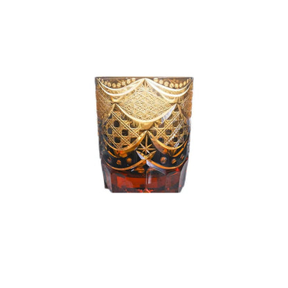Amber Night Edo Kiriko Whisky Glass — Amber Black / Gift Box