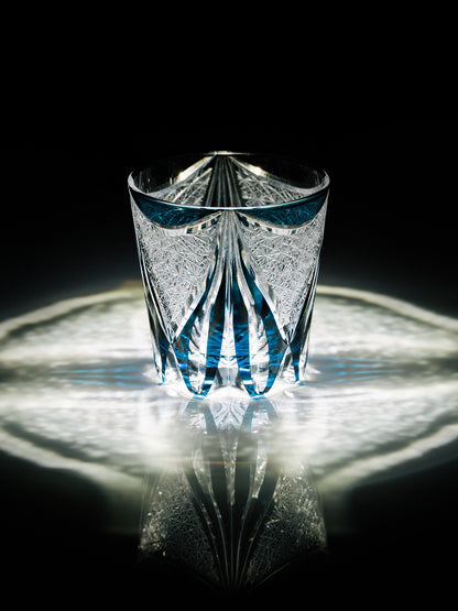 Blue Tide Phantom Edo Kiriko Whisky Glass — design and cut detail
