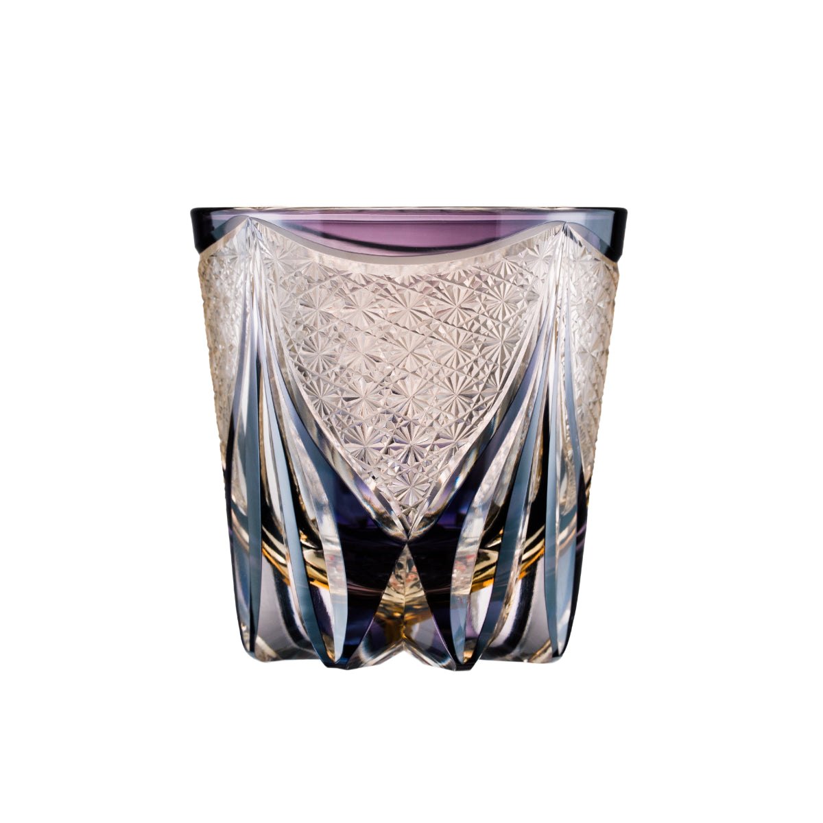 Blue Tide Phantom Edo Kiriko Whisky Glass — Gold Purple / Single