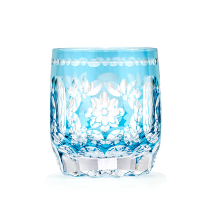 Flower Temari Edo Kiriko Whisky Glass — Blue / Single