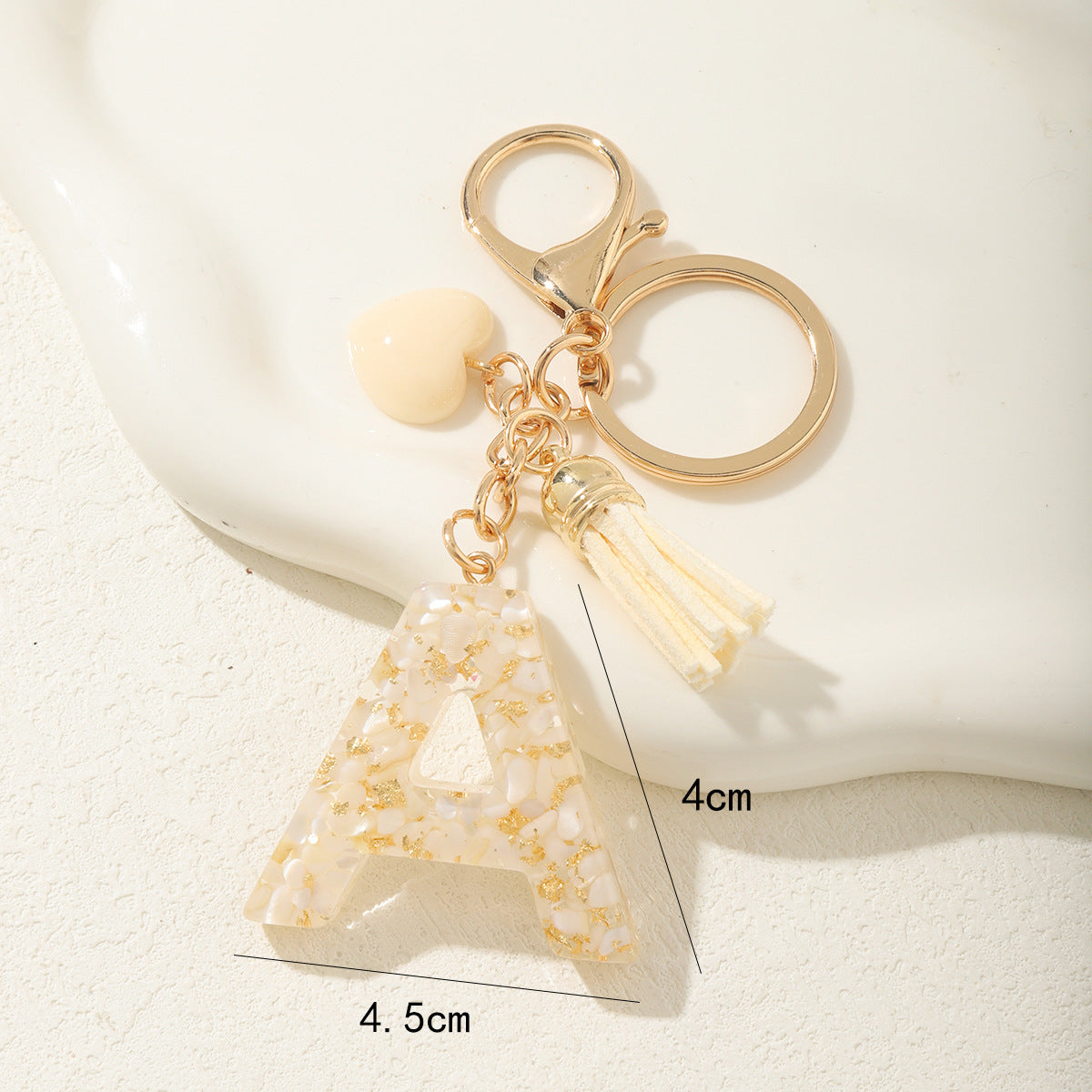 Initial Letter Heart Tassel Key Chain Cute Pendant